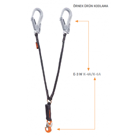 Kaya Safety E-3 W Çift Kol Şok Webbing Elastik Lanyard Kaya Safety E-3 W Çift Kol Şok Webbing Elastik Lanyard