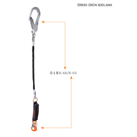 Kaya Safety E-1 B Tek Kol Şok Emicili Braided Lanyard Kaya Safety E-1 B Tek Kol Şok Emicili Braided Lanyard