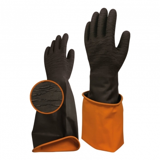 Beybi Korun Tırtıklı 60 cm Uzun Siyah İş Eldiveni Beybi Korun Tırtıklı 60 cm Uzun Siyah İş Eldiveni