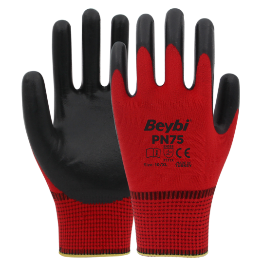 Beybi PN75 Polyester Örme Nitril Eldiven Beybi PN75 Polyester Örme Nitril Eldiven